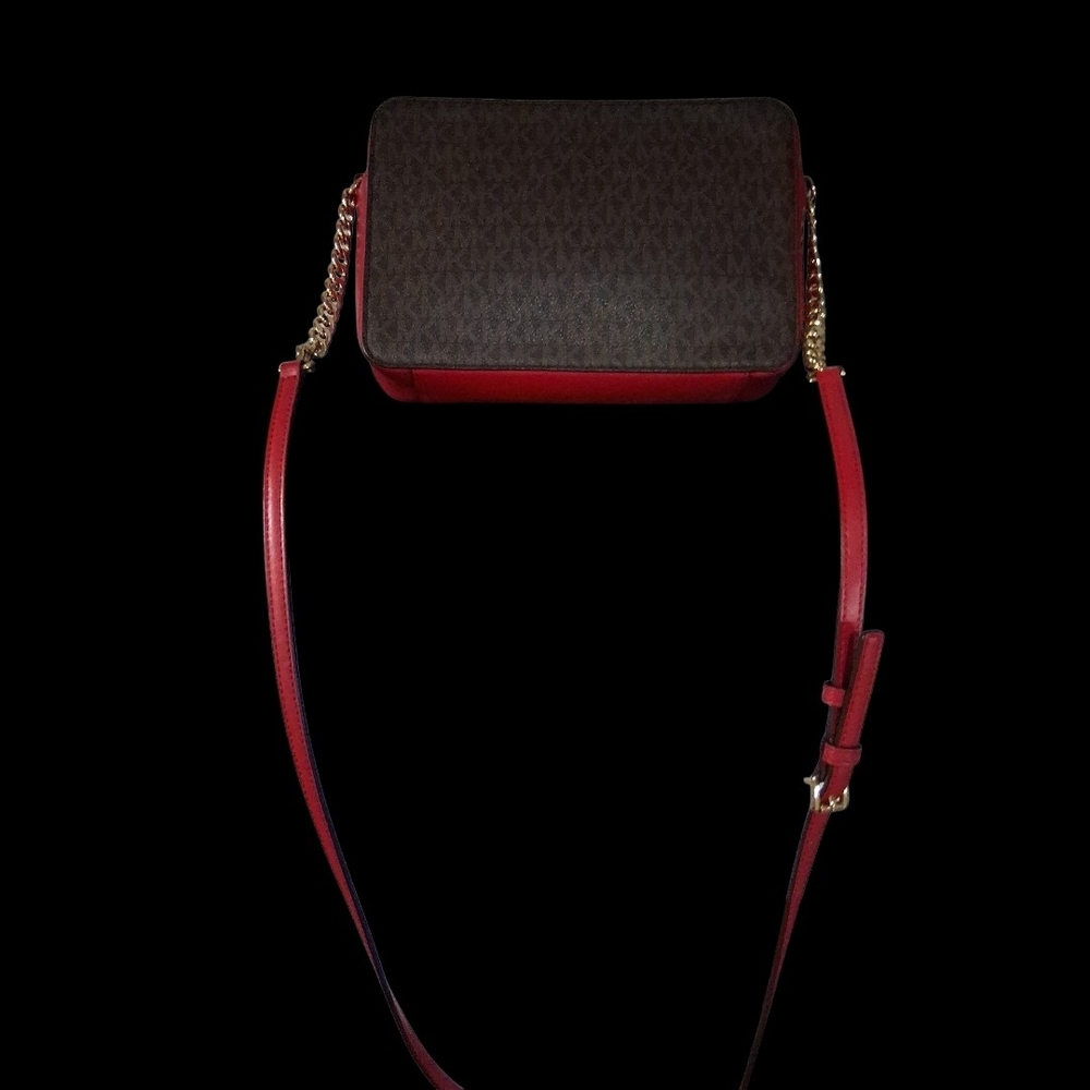 Michael Kors Brown and Red Crossbody Bag with Gold Chain - Picture 2 of 2